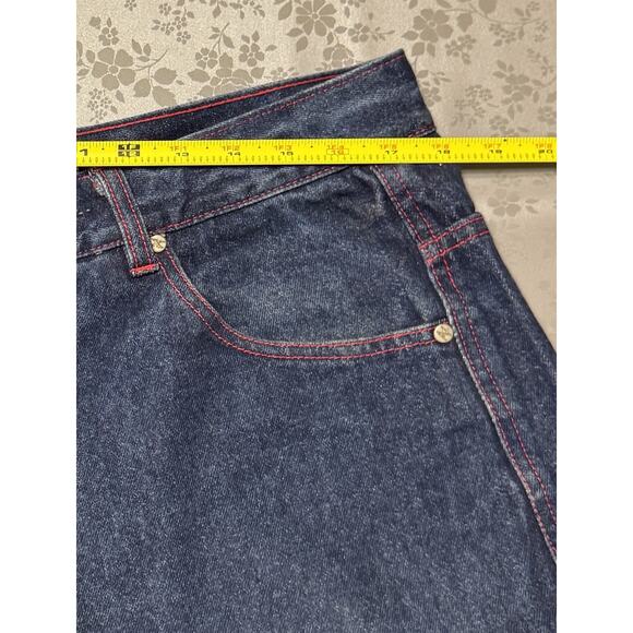 Y2K Boom X Red Outlined Hip Hop Jean Shorts Size 38 - Picture 12 of 12